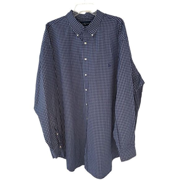Ralph Lauren men’s navy plaid button front shirt size 3XLT.  #22-1478 - Picture 1 of 5